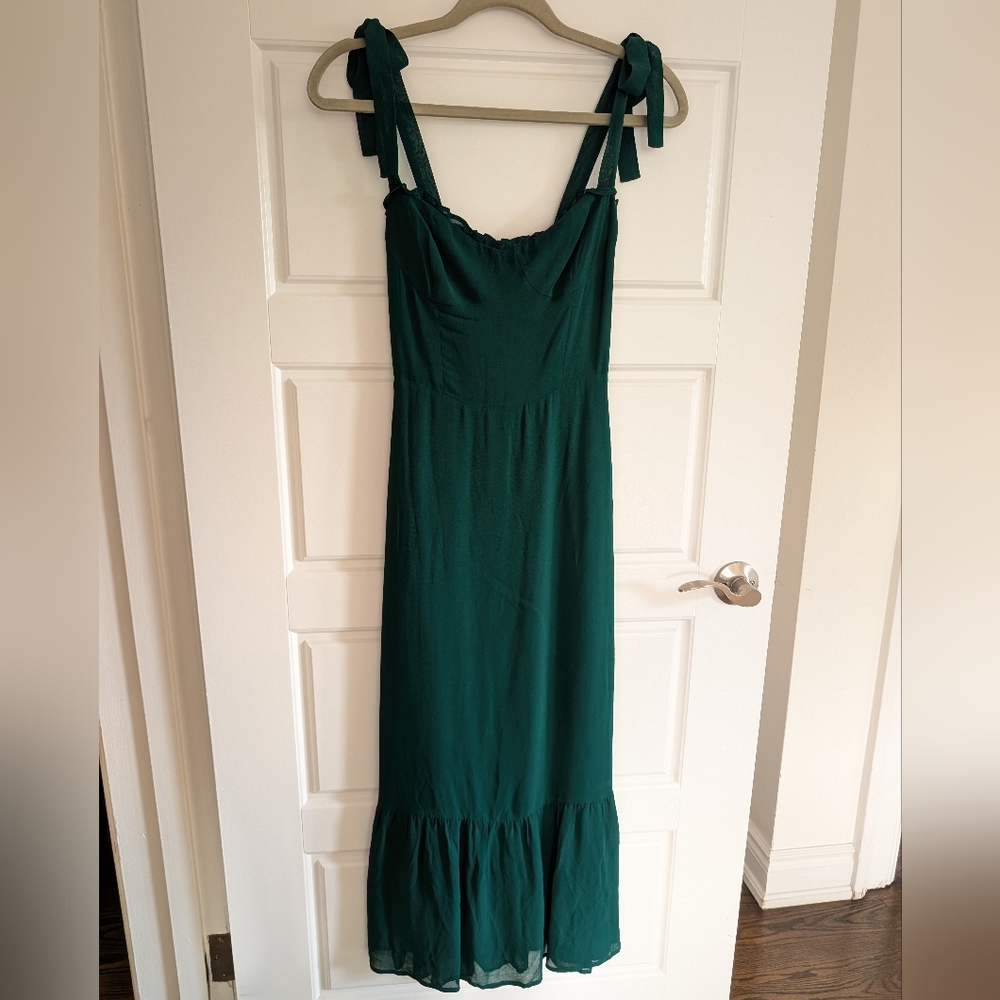 Reformation Nikita Emerald Green Dress Size 0 - Picture 4 of 12